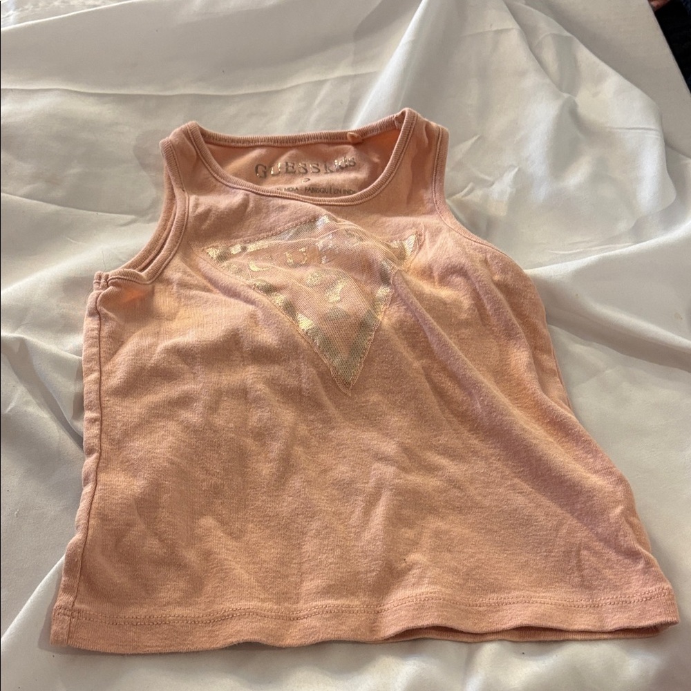 Guess Kids Light Pink Tank Top with Gold Logo 3